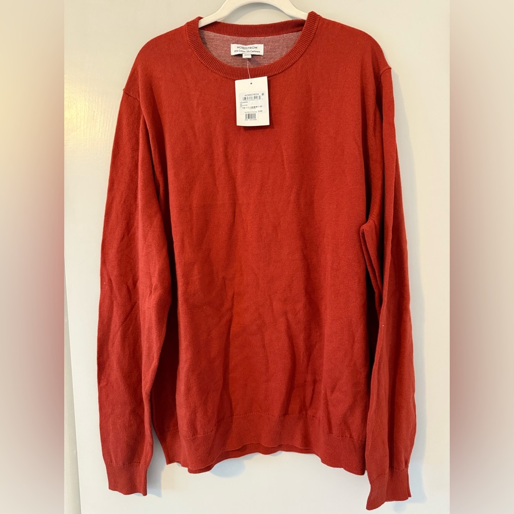 Nordstrom Red Crewneck Sweater Soft Knit Pullover